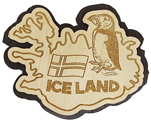 Printtoo Gravierte hoelzerne Island Karte Kuehlschrank Magnet Souvenir Collectibles Geschenk
