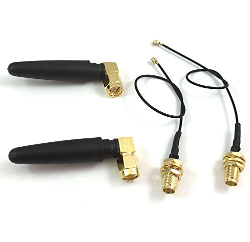 CENXIFJUDZ 2.4GHz 2dBi WiFi Antenna SMA Male with U.FL IPX Pigtail 2-Pack