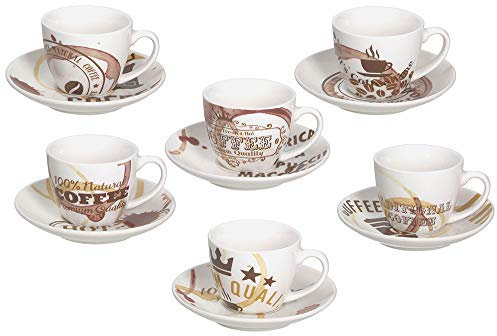 Tognana IR685375564 Set 6 Tazze The con Piatto cc200 Moka, Porcellana