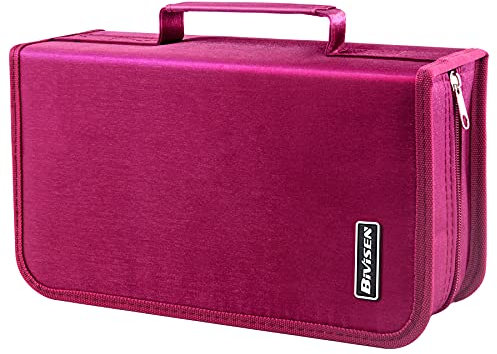 Bivisen CD/DVD Case Holder, 128 Capacity CD VCD Media Wallet, Storage, Holder, Booklet, Organizer (Rose)