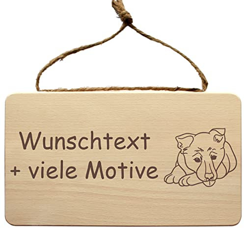 Tierschild aus Holz mit individuelle Gravur - Schild für Hund, Katze, Pferd und weitere Tiere - mit Kordel zum Aufhängen - Wandschild, Türschild, Holzschild, Wandbrett, Holztafel (Tiere)