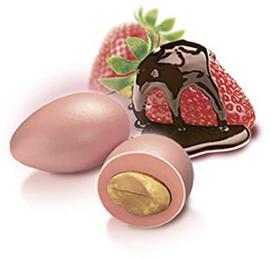 Confetti Papa | Confetti Cioccolato e Mandorla gusto FRAGOLA | Colore ROSA | Confetti con vera frutta, senza glutine e adatti alla dieta vegetariana | Certificati Kosher | Confezione da 500 g