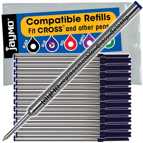 Jaymo - 24 blaue minen für Cross Selectip 8521 Gelschreibermine â€“ glatte Schreibtinte und mittlere 0,7 mm Spitze â€“ 111 mm lang â€“ messen Sie Ihre vor der Bestellung