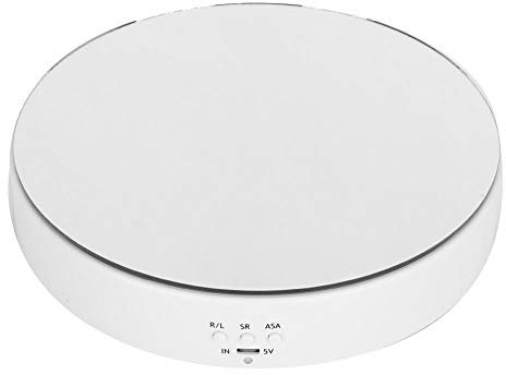 Motorized Rotating Display Stand, 360 Degree Electric Turntable Display Stand White Revolving Base, 10Kg Load Bearing 2 Gears Two Way Rotating, LED Lights, for Jewelry Phone, Small Stuff