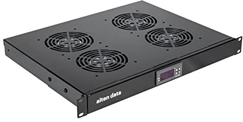 Aiten Data Termostato Digital con 4 Ventiladores 1U para Armario Rack Negro