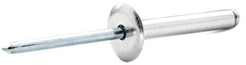 Remache de brida grande de 3,2 mm x 6 mm, cabeza de cúpula, eje de aluminio/acero (paquete de 20)