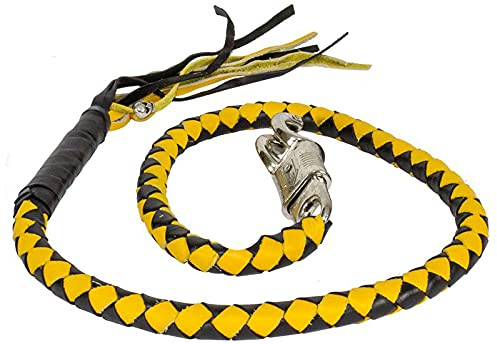 GARGOYLE BELLS Fouet de moto « Get Back » en cuir véritable de 106,7 cm – Accessoire de guidon premium avec franges élégantes pour motards