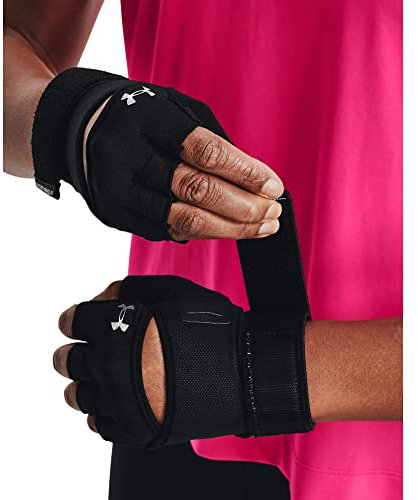 Under Armour Damen Mesh HB 2PK, atmungsaktive Gym Handschuhe mit Handfläche aus Leder, verstellbare Trainingshandschuhe mit Tasche für Schlüssel