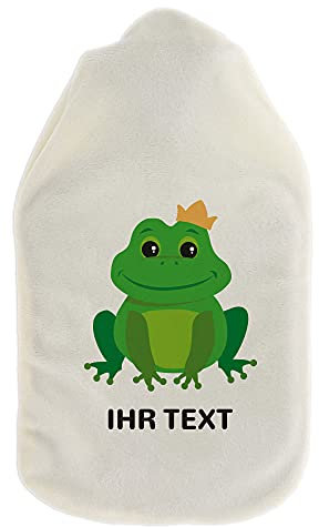 stempel-fabrik – Wärmflasche mit personalisierbarem Bezug – kuscheliger Wärmflaschenbezug mit Wunschtext wie Namen individuell gestalten – Geschenkidee für Kinder & Erwachsene (800 ml | Frosch)