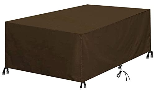 QIANC Garden Furniture Covers, Patio Outdoor Furniture Covers Waterproof, Windproof Anti-UV Heavy Duty 420D Oxford Fabric Rectangular Covers ，for Table Chair Sofa Outdoor-Brown_140x110x75cm