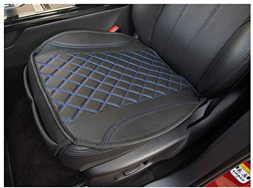 BREMER SITZBEZÜGE Sitzauflage Kunstleder Textilleder kompatibel mit FIAT Panda Typ 312/319 Sitzkissen in Kunstleder Schwarz/Blaue Naht OT406