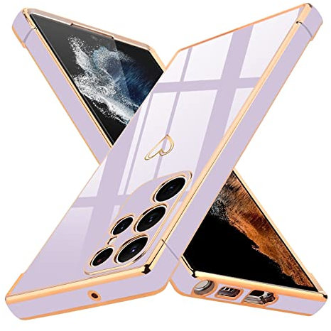 Lafunda Cover Compatibile con Samsung Galaxy S22 Ultra 5G Custodia con protezione fotocamera Sottile Morbido Silicone Antiurto Protettiva Case amore Paraurti Donne per Samsung S22 Ultra 5G Viola