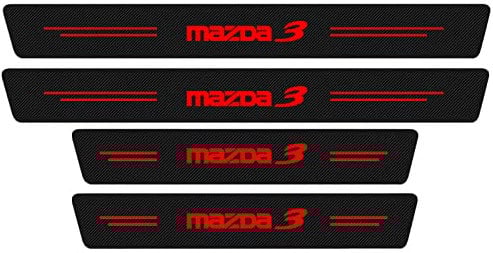 4pcs Car Outer Door Sill Protector Kick Plates for Mazda 3 BL BK BM BN BP 2006-2014 2015 2016 2017 2019 2021, Carbon Fiber Auto Accessories Scuff Guard Threshold Cover Pedal, Sticker Trim Non-Slip