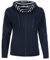 modAS Damen Kapuzenjacke Sweatjacke Unifarben - Hoodie Shirtjacke mit Reißverschluss und innen gestreifter Kapuze in Blau Größe 50