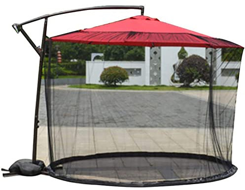YFFS Ombrello da Giardino con zanzariera, Ombrellone da Tavolo, ombrellone all'aperto, zanzariera, Tenda da Appendere, con Chiusura Lampo, in Poliestere, Leggero (300 * 230cm 2,Nero)