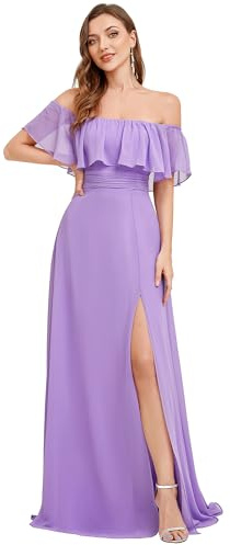 Ever-Pretty Fendue Robe de Demoiselle d'honneur Soirée Femme Longue Cérémonie Lavande 38