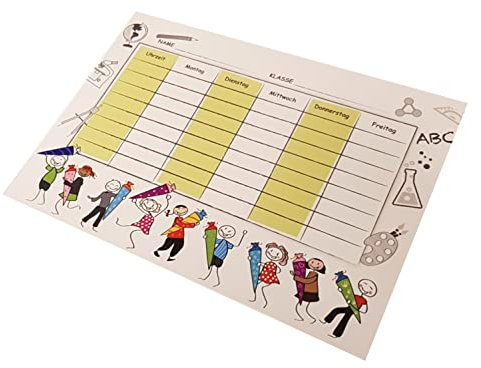 #teamludorf Stundenplan - beschreibbar -abwischbar - DIN A3 - stabil - Schultüte - Motive - Einschulung (weiß-grün)