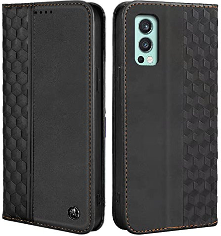CXTcase Handyhülle für OnePlus Nord 2 5G Hülle, Lederhülle Flip Case für OnePlus Nord 2 5G, PU Leder Stoßfeste Magnetische Schutzhülle Tasche für OnePlus Nord 2 5G, Schwarz