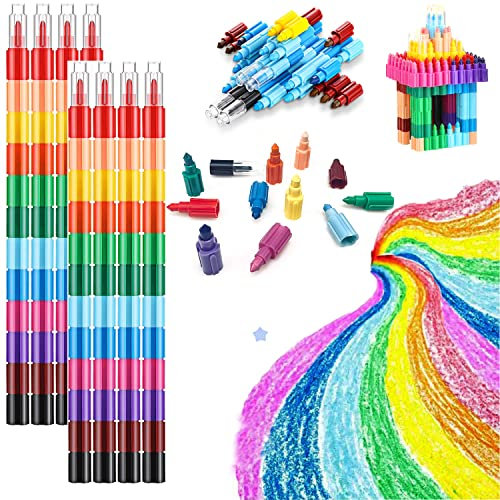 30 Stück Wachsmalstifte,Stapelbare Buntstifte kinder,Farbwechselstift,Wachsmalstifte Set,Spitzen Kreide Buntstifte,Regenbogen Stifte,ideal mitgebsel kindergeburtstag,Einschulung Mädchen Junge Geschenk