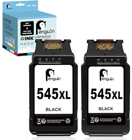Penguin 545 XL wiederaufbereitete Druckerpatronen für Canon PG-545XL 545XL für MG2555S iP2850 MG2450 MG2550S MG2950 MG3051 MG3053 MX495 MG2550 TR4550 TS205 Drucker (2 Schwarz)