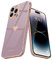 Teageo Kompatibel mit iPhone 14 Pro Max Hülle, Süße Herz Mädchen Handyhülle Luxuriös Galvanisierte Weich TPU Kameraschutz Kratzfest Stoßfest Schutzhülle Phone Case für iPhone 14 Pro Max, Sakura Lila
