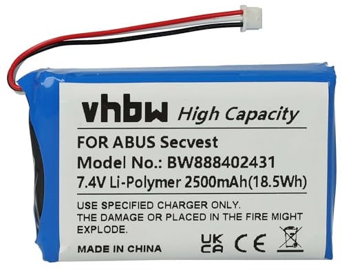 vhbw Akku kompatibel mit ABUS Secvest FUAA50000, FUAA50100, FUAA50500 Alarmanlage, Alarmsystem (2500mAh, 7,4V, Li-Polymer)