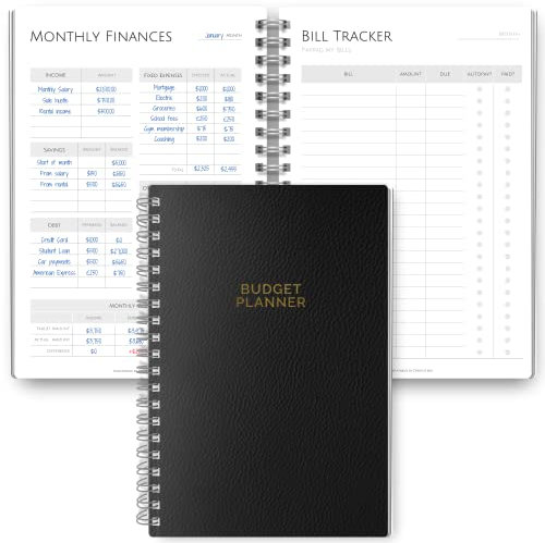 Budget Planner & Monthly Bill Organizer | Finance Budget Planner, Financial Savings, Debt, Income, Expenses, Spending & Bill Trackers - A5 Mono