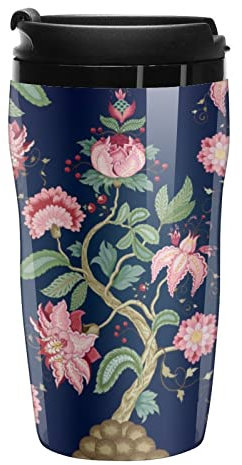 William Morris Coffee Mug with Lid Double Wall Water Bottle Travel Tumbler Tea Cup for Hot/Ice Drinks 250ml