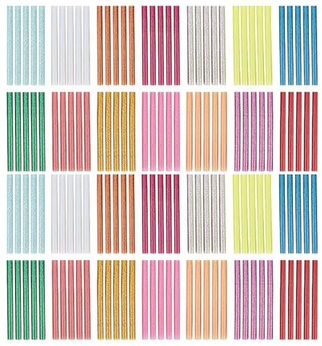 KEILEOHO 280 PCS 7mm x 100mm Colored Hot Glue Gun Sticks, 14 Color Mini Hot Melt Glue Sticks for DIY Craft