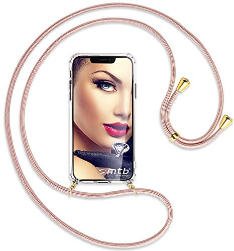 mtb more energy® Handykette kompatibel mit Sony Xperia 10 V - roségold/Gold - Smartphone Hülle zum Umhängen - Anti Shock Full TPU Case