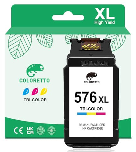 COLORETTO 576 XL (1 Farbe) Ersatz-Tintenpatrone für Wiederaufbereitete Druckerpatronen für Canon CL-576XL zur Verwendung mit Pixma TS3550i TS3551i TR4750i TR4751i Drucker
