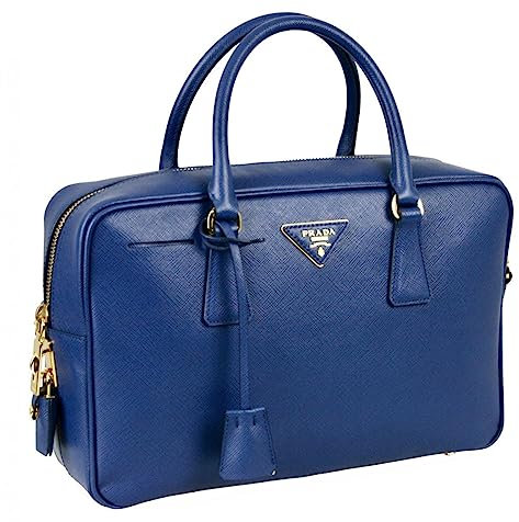Prada Damen Blau Saffiano Leder Schultertasche 1BB095 NZV F0016