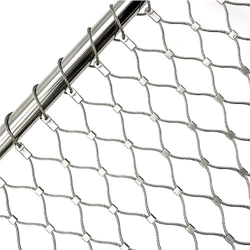 NEPHRA 304 Stainless Steel Wire Mesh, Heavy Duty pet Dog Cat Resistant Screen Mesh,Mesh 10CM, Rope Dia 2MM, Garden Wire Mesh, Trellis for Climbing Plants, Cargo Netting (Size : H 0.8M x L 5M)