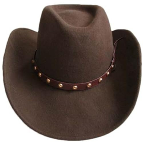Aoleaky Wolle Bowler Hut Cowboy wasserdichte Reitmütze Herren schwarz braun Hut Brown 60CM and Above XL