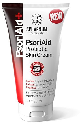 Sphagnum Botanicals Crema Probiótica para Psoriasis - Tratamiento Patentado para la Piel con Picazón, Sequedad y Descamación. También para Dermatitis Seborreica. Crema Manos Agrietadas y Secas. 50ml