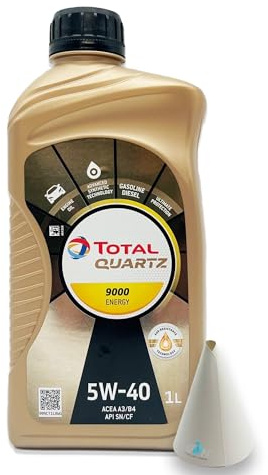 1 L Total Quartz 9000 Energy 5W-40 I passend für | VW 502.00/505.00 | MB 229.5 | Porsche A40 | 1 Liter | Motoröl | Motorenöl | mit Trichter | weitere Empfehlungen siehe Artikelbeschreibung
