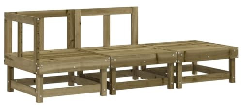 vidaXL Garten Lounge Set 3-TLG., Gartenmöbel Set mit Holzrahmen, Sitzgruppe für Garten Terrasse Balkon, Modular Sofa Garnitur Loungemöbel, Kiefernholz Imprägniert