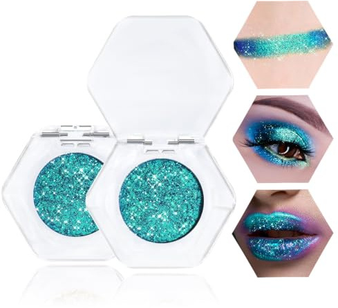 Prreal Chameleon Eyeshadow Glitter, Multichrome Shimmer Eyeshadows | Highly Pigmented Metallic Eyeshadow Palette, Long-lasting Highlighter Eye Makeup,12 Green