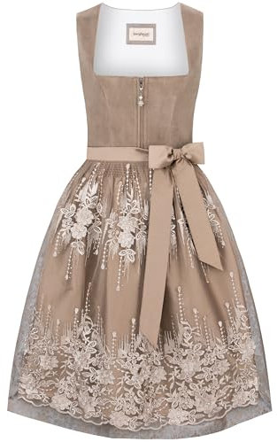 Bergfeuer Damen Sarah Midi Midi Dirndl, Hellbraun, 48