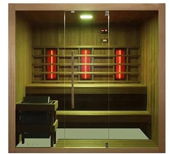 KOTKA Sauna infrarouge et finlandais pour 4 à 5 personnes – 200 x 150 x 190 cm – Projecteur à spectre complet avec pierres de sauna, lumière LED colorée (7 couleurs), lecteur MP3 avec Bluetooth