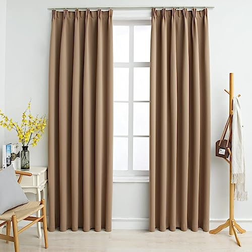 UJCHVHN Decor Tende oscuranti con ganci 2 pz Taupe 140x225 cm tendaggi finestra