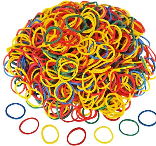 Werownsgso 1000 Stücke Gummibände, Haushaltsgummi Gummiringe, Dehnbare Bänder Gummis, Elastische Gummibänder für Haare, Büro, Haushalt, Schulbedarf (Bunte)