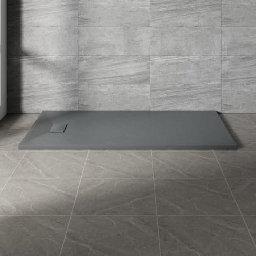 NRG 1600x900mm Anthracite SMC Rectangle Shower Tray Slip-Resistance Bathroom Shower Enclosure Base Tray
