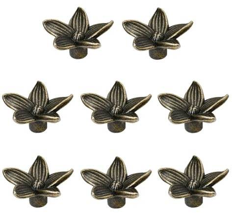 KASESSS 8 Pièces Bouton de Meuble, 28mm Poignee de Meuble, Bouton de Porte avec Vis, Boutons de Portes pour Placards Forme de Fleur, Bouton de Porte de Placard, Bouton de Tiroir pour Commode, Armoire