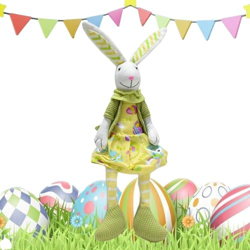 Osterhase mit großen Ohren, niedliche Stoffhasen für Ostern, 41,9 cm, weich, handgefertigt, Osterhasen, Tischdekoration für Nachttisch, Bücherregal, Sofa