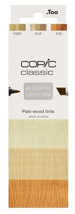 Copic Classic Deisgner Collection, Set of 3 Coloured Marker Pens, Pale Wood Tints, Art & Crafts, Colouring, Graphics, Highlighter, Design, Anime, Professional & Beginners, Artist Supplies