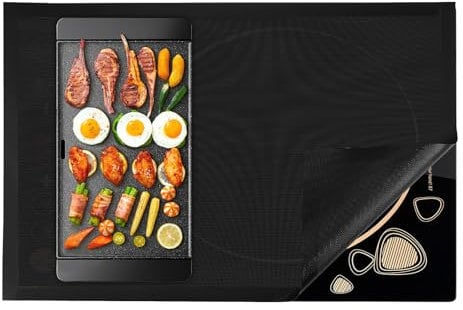 Induction Cooktop Protector Mat, 78 * 52cm Large Induction Cooktop Cover, Stove Anti-Scratch Protection Pad, Multi-Purpose Heat-Resistant Silicone Mat, Kitchen Countertop Protector (A)