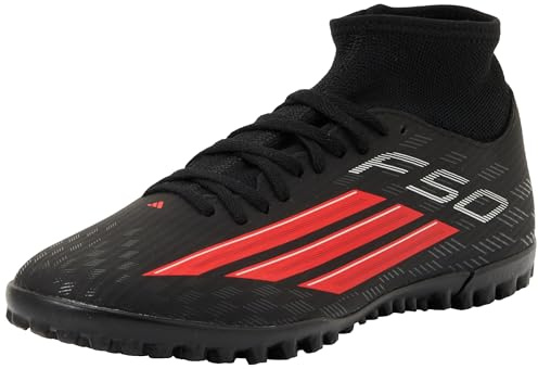 adidas Unisex F50 Club Mid Cut Turf Football Shoes, core Black/Lucid red/core Black, 44 2/3 EU