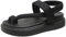 Sandales plates à plateforme extra large pour femme - Pour pieds enflés - Chaussures tendance à enfiler - Pour piscine, plage, bout fermé - Confortables avec coussin doux, Noir , 39 EU