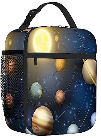 NUYFVG Sistema solar, lonchera para hombres y mujeres, sistema solar de los 8 planetas, lonchera portátil reutilizable con aislamiento para adultos, bolsa de almuerzo pequeña para oficina, trabajo